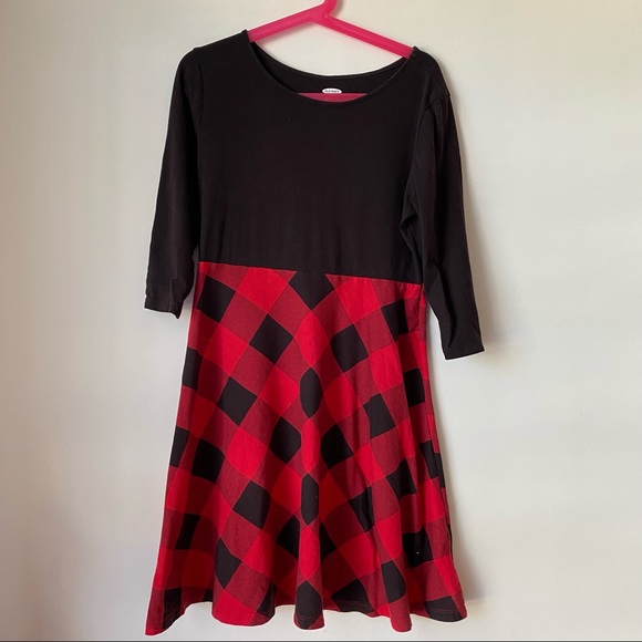 GUC Old Navy Girls Knit L Dress 10/12 Plaid Red